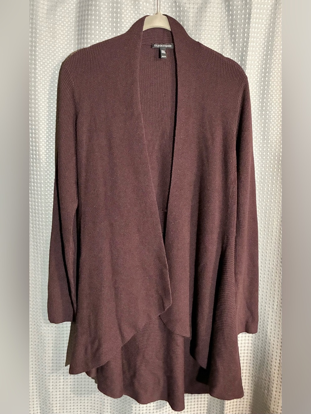 Eileen Fisher Silk Cashmere Open Draped Cardigan Sz XS Plum Lagenlook Comfy Fall